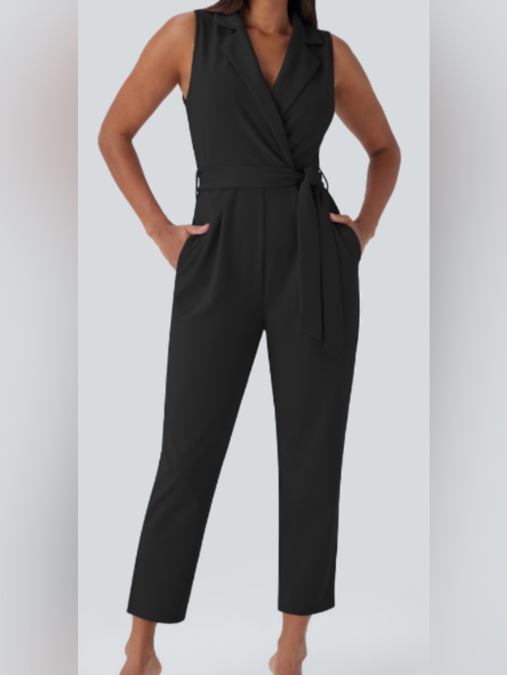 XLARGE.  HALARA SLEEVELESS COLLAR BELTED SLENDERIZING JUMPSUIT